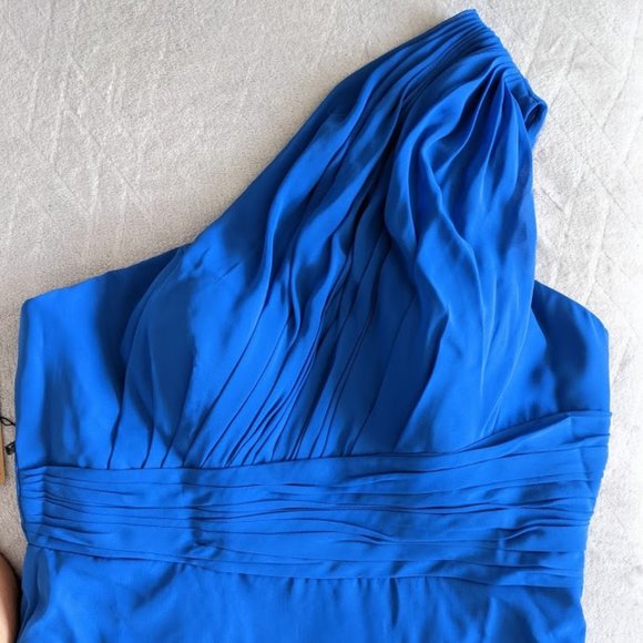 Royal Blue One Shoulder Floor Length Long Plus Size 16W Dress - Picture 3 of 8